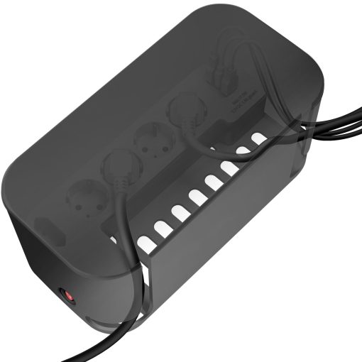 Cable box - Kabelgömma med grenuttag + USB-A/USB-C-laddning Svart - Image 3
