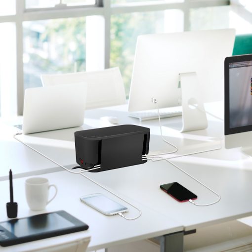 Cable box - Kabelgömma med grenuttag + USB-A/USB-C-laddning Svart - Image 8