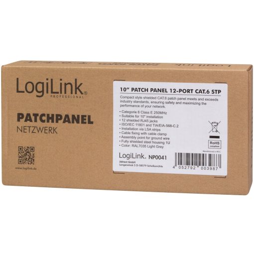 Patchpanel 12-portar Cat6 för 10" rack U1 Grå - Image 21