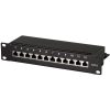 Patchpanel 12-portar Cat6 för 10" rack U1 Svart