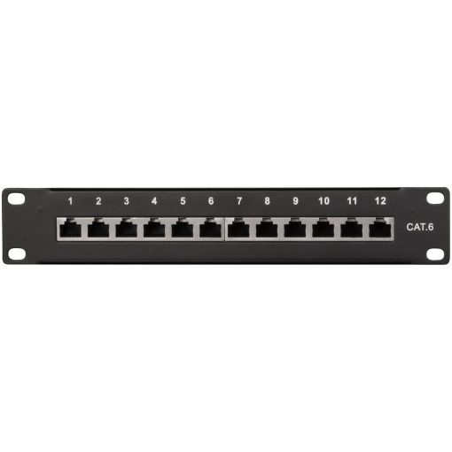 Patchpanel 12-portar Cat6 för 10" rack U1 Svart - Image 16