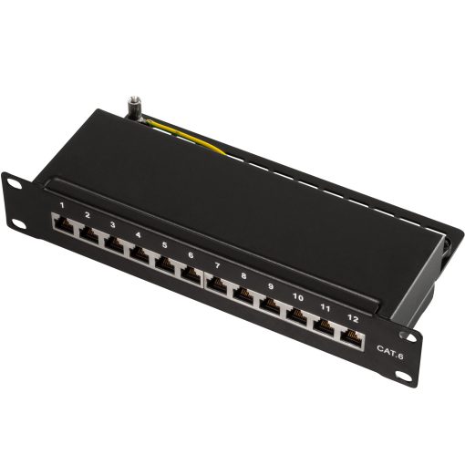Patchpanel 12-portar Cat6 för 10" rack U1 Svart - Image 9