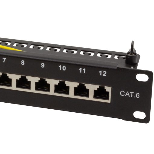 Patchpanel 12-portar Cat6 för 10" rack U1 Svart - Image 12