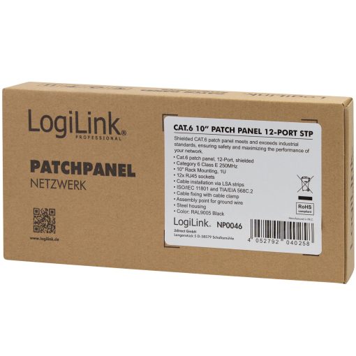 Patchpanel 12-portar Cat6 för 10" rack U1 Svart - Image 20