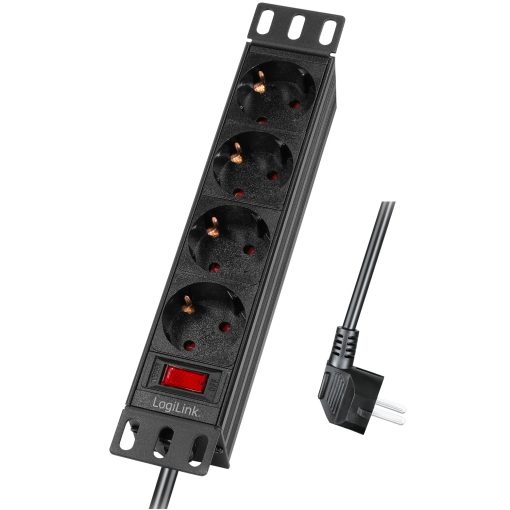 4-vägs grenuttag med brytare för 10"-rack U1 Svart - Image 11