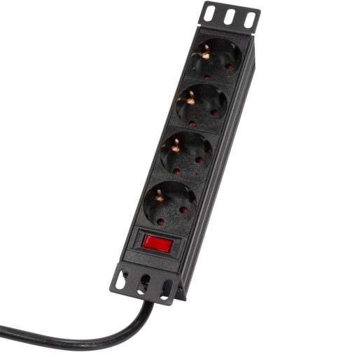4-vägs grenuttag med brytare för 10"-rack U1 Svart - Image 8