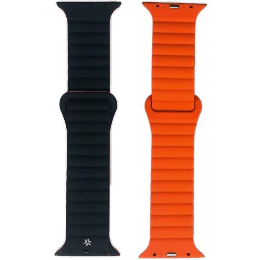Armband till Apple Watch 42/44/45mm Magnetiskt Svart/Orange - Image 7