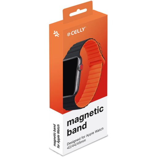 Armband till Apple Watch 42/44/45mm Magnetiskt Svart/Orange - Image 5