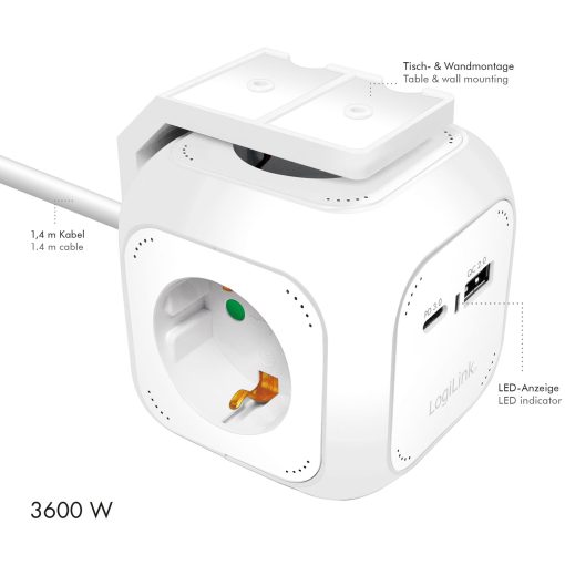 Power Cube Multi-grenuttag + USB-A/USB-C PD 20W - Image 8