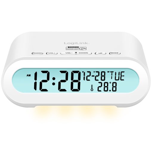 Klockradio Temp/Luftfuktighet USB-C/Batteridrift Vit - Image 14