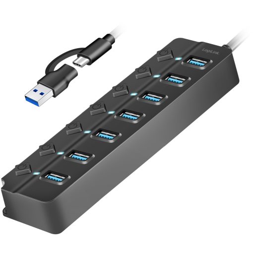 USB-hub 7-port med separata På/Av-knappar USB-C/USB-A in USB 3.2 Gen1 - Image 3