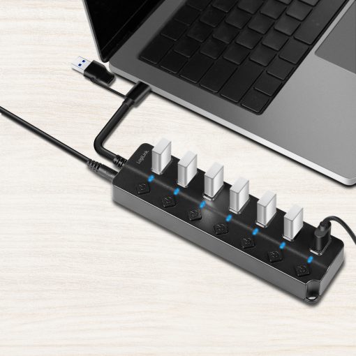 USB-hub 7-port med separata På/Av-knappar USB-C/USB-A in USB 3.2 Gen1 - Image 10