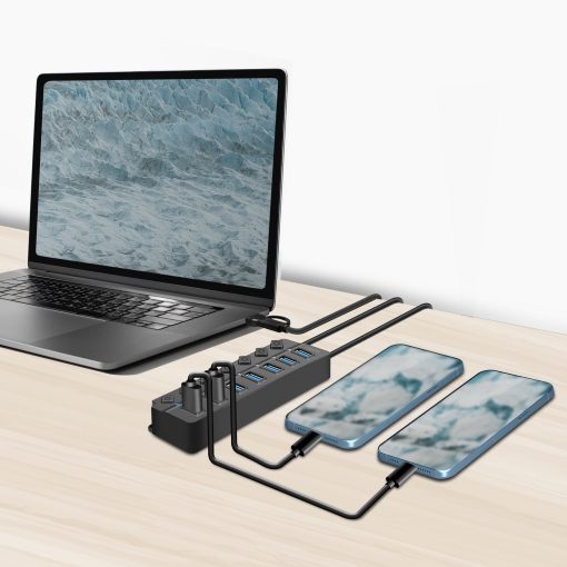 USB-hub 7-port med separata På/Av-knappar USB-C/USB-A in USB 3.2 Gen1 - Image 8