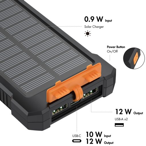 PowerBank 10.000 mAh 12W Solcell Svart - Image 22