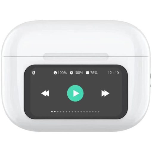 SoundLED True Wireless Bluetooth-headset med LED-display ANC & ENC Vit - Image 4