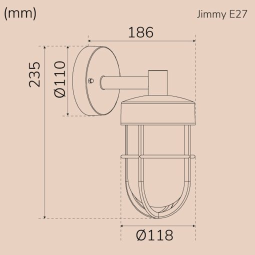Jimmy Väggarmatur E27-sockel IP44 Vit - Image 3