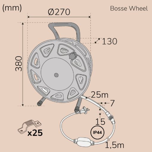 Bosse Work Wheel Ledstrip arbetsbelysning 25m IP65 4000K 200W 20000lm - Image 17