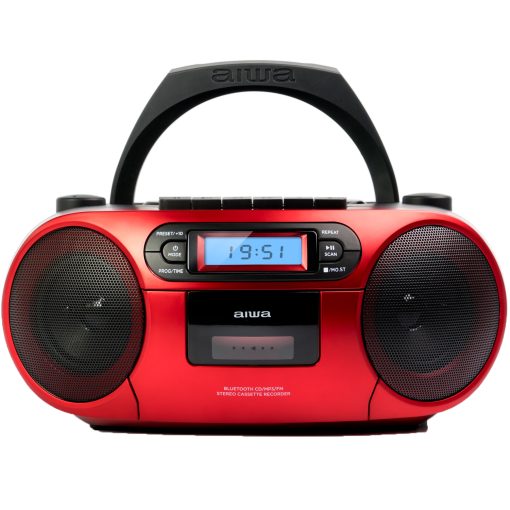 Kassettradio CD/FM-radio/Kassettband/USB/BT Röd