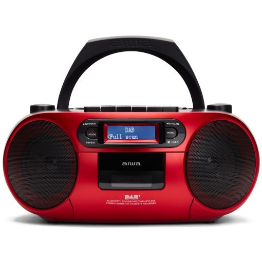 Radio med CD-spelare, Kassettband och Bluetooth Röd