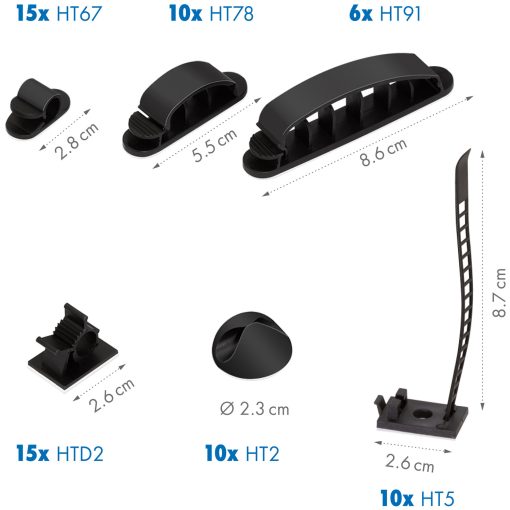 Kabelhanteringsset med 8 artiklar 128 delar Blandade färger - Image 15