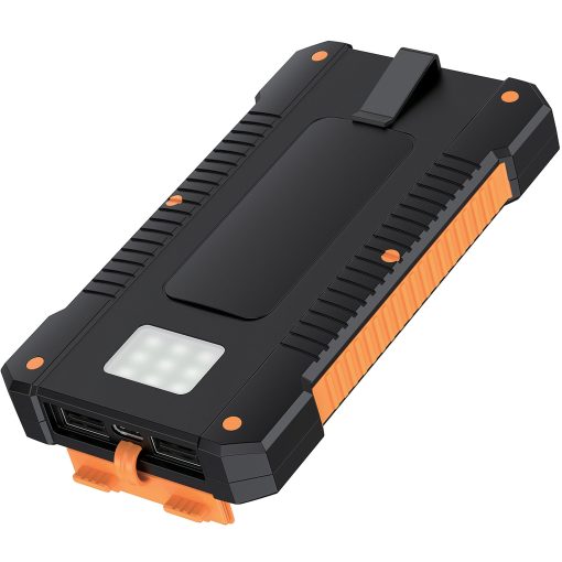 PowerBank 6.000 mAh 10W Solcell Svart/Orange - Image 11
