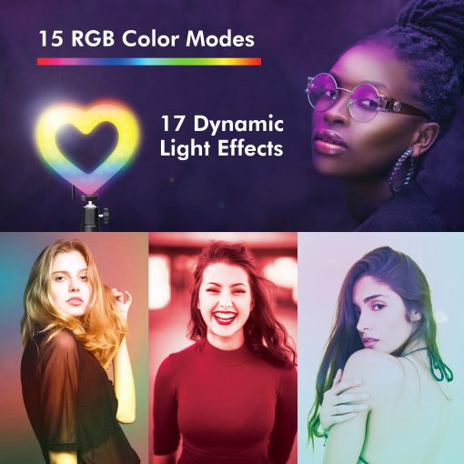 Ring light Hjärtform RGB med bordsstativ - Image 13
