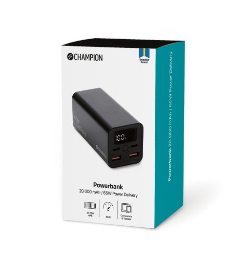 PowerBank 20.000 mAh 65W PD Svart - Image 3