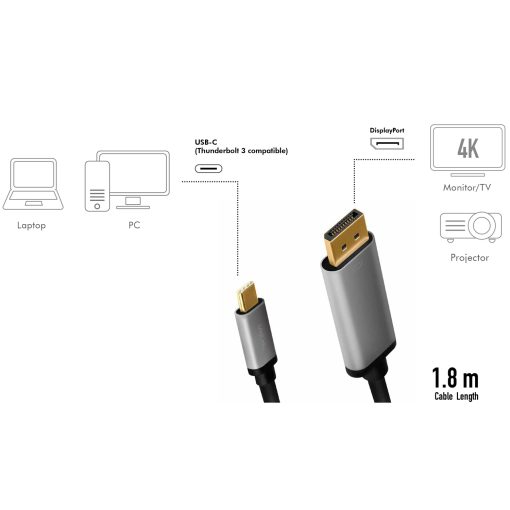 USB-C -> DisplayPort 4K/60Hz Aluminium 1,8m - Image 7