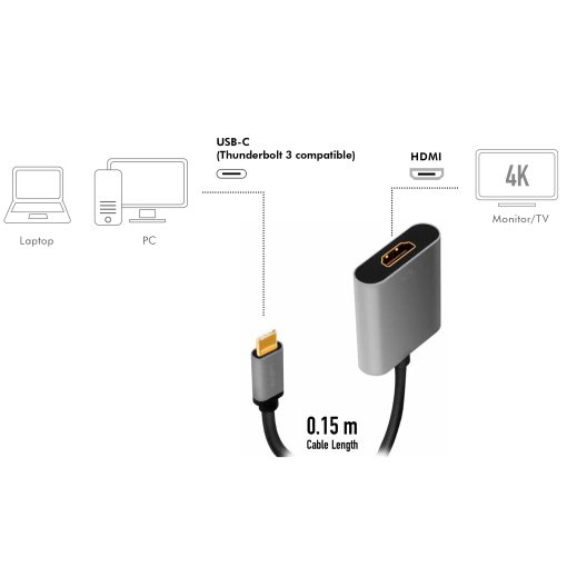 USB-C -> HDMI-adapter 4K/60Hz Aluminium 15cm - Image 8