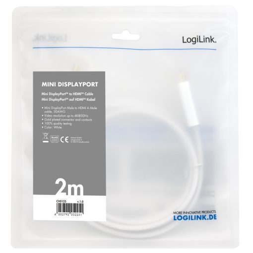 Mini DisplayPort -> HDMI 4K 2m Vit - Image 4