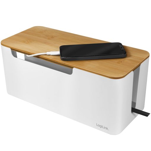 Cable box - Kabelgömma m bambulock 32x14x13cm - Image 9