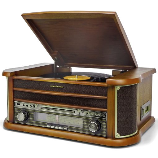 Musik-anläggning Vinyl CD Radio Bluetooth Retro-design NR560 Trä - Image 6