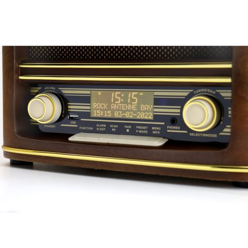 Musik-anläggning CD Radio Bluetooth Retro-design NR961 Trä - Image 7