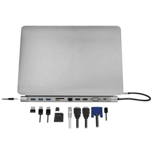 USB-C-docka 11-i-1 HDMI/VGA/RJ45/USB-C 100W - Image 4