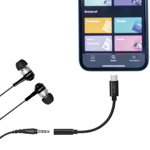 USB-C 3,5mm-ljudadapter m DAC 13cm nylonkabel - Image 3
