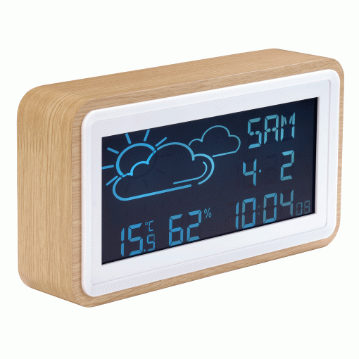Väderstation Klocka Alarm Kalender WS-72 Trä - Image 5