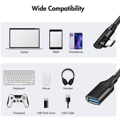 Vinklad USB-C-kabel USB 3.2 15W 0,2m - Image 15