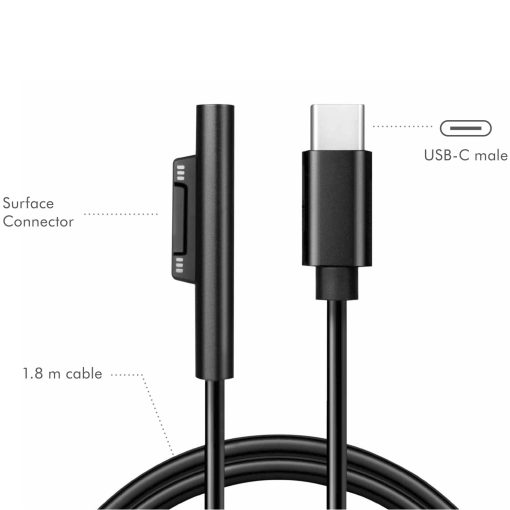 USB-C Laddkabel Microsoft Surface 60W PD 1,8 m - Image 5