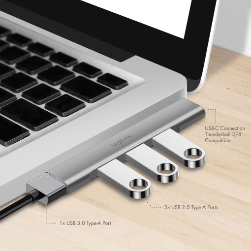 Ultraslim 4-port USB-C hub 1 x USB-A3.0, 3 x USB-A2.0 - Image 14