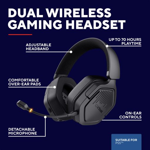 GXT 493PS Carus Trådlöst gamingheadset PS5 Svart - Image 12